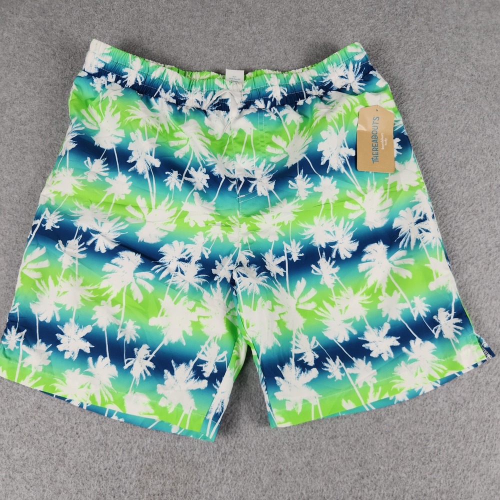 Thereabouts Board Shorts Boys 14/16H Husky Blue Green Palm Tree Ombre Swimwear‎